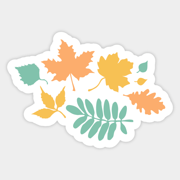 Sunny Autumn Pastel Leaves Pattern Sticker by XOOXOO